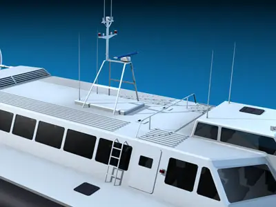 Hovercraft boat with two propellers 3D model