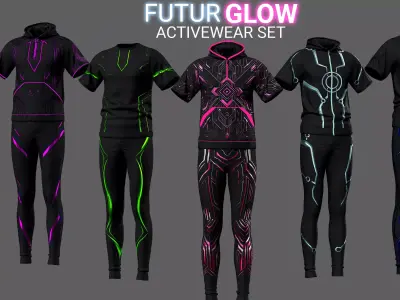 5 Future Glow Activewear Set 3D model