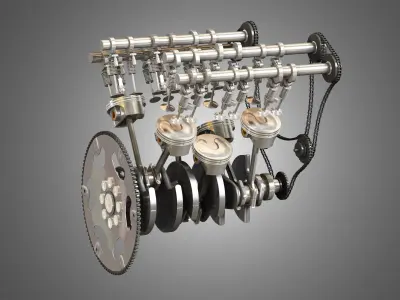 V6 Engine - 3d interior parts 3D model
