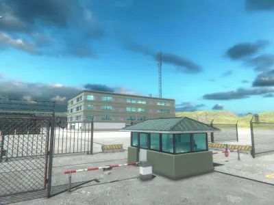 Military Base with airport Low-poly 3D model