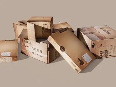 CardBoard Box Pack Free low-poly 3D model