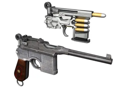 Mauser C96 Broomhandle - M1916 - Red 9 3D model