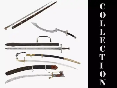 5 North African Swords Collection Low-poly 3D model
