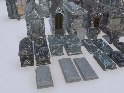 Mausoleums Tombs and Graves pack 2 Low-poly 3D model