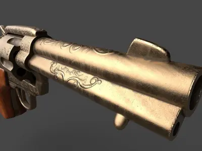 Revolver Gun Low-poly 3D model