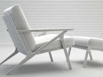 armchair lounge chair and ottoman Free 3D model