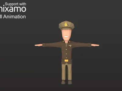 WW2 Us Commander Low-poly 3D model