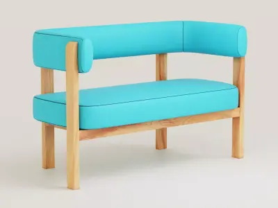 Comfort Wood Sofa Free low-poly 3D model