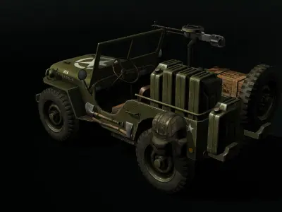 Low poly Willy Army Jeep 1942 Low-poly 3D model