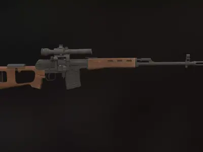 Dragunov sniper rifle  Low-poly 3D model