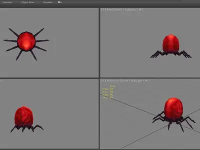 Cartoon animals - lice - blood-sucking ticks - spider Low-poly 3D model