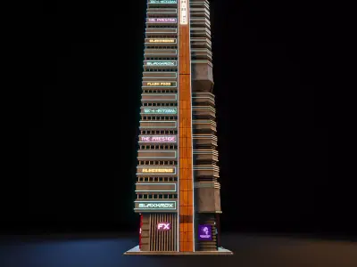 SCIFI CYBERPUNK FUTURISTIC NEON SKYSCRAPER 03 Low-poly 3D model