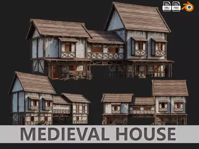 Medieval House 36 PBR 4K GameReady Low-poly 3D model