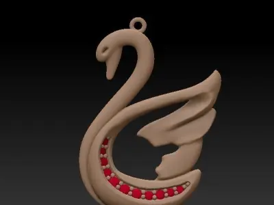 Swan Pendant Free 3D model