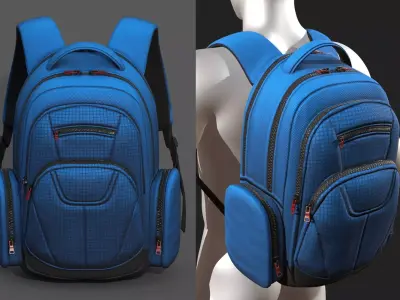 Backpack Camping color bag baggage fabric  Low-poly 3D model