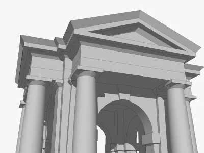 Tuscan order Arched portico in the mas with freestanding column Low-poly 3D model