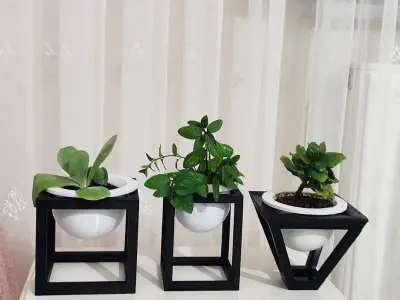 Rectangular triangle square decorative flower pot 3D print model
