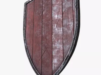 Aged Wooden Viking Shield with Metal Rim Low-poly 3D model