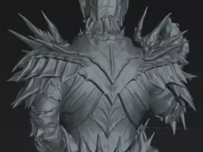 Knight Zyraeth Lord of the Abyssal Flame  Dark Fantasy Bust STL 3D print model