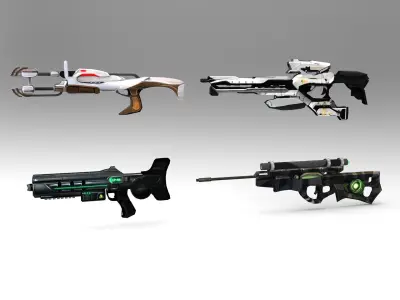 Sci-Fi Futuristic weapons Low-poly 3D model