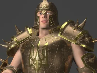 Knight Warrior Character With Modular Armor Parts Unreal Engine Low-poly 3D model