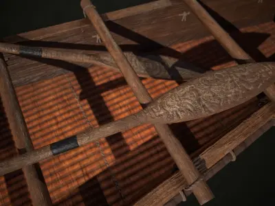 Stylized Maori Waka - Canoe Low-poly 3D model