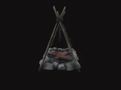 Outdoor Fire Stove Low-poly 3D model