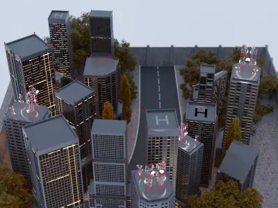 Autumn skyscrapers city showroom 3D model 3D model