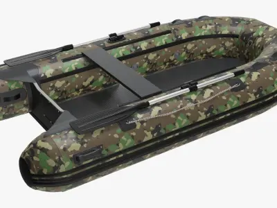 Boat inflatable 02 camouflage 3D model