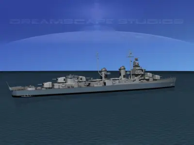 Fletcher Class Destroyer DD-499 USS Renshaw 3D model