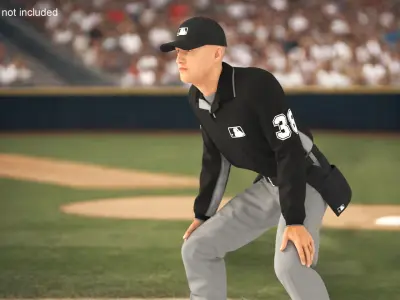 Baseball Umpire in Cap Ready Pose 3D model