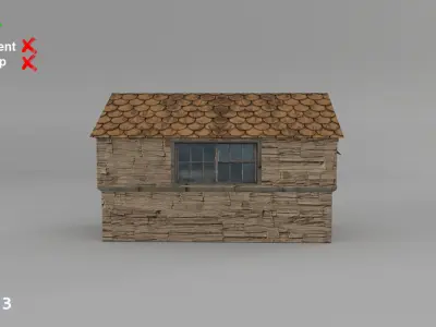 Low Poly Medieval Town Set Low-poly 3D model