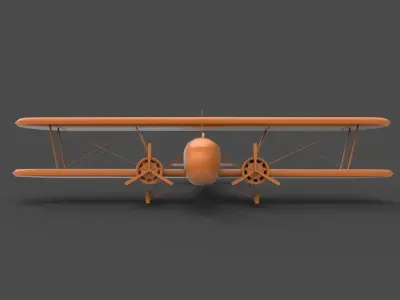 Curtiss-Wright orange biplane 3D print model