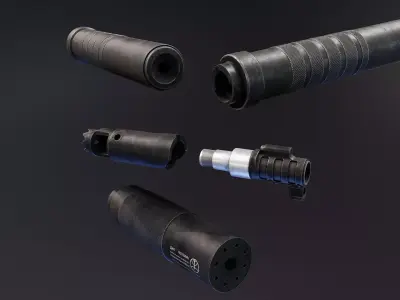 AK-12 Suppressor and Muzzle Attachment Low-poly 3D model
