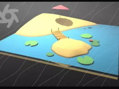 Small pond scene 3D model