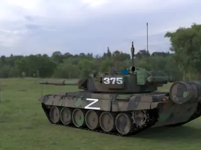 High Quality T90A Main Battle Tank with Iconic Z Marking  Low-poly 3D model