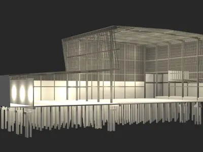 Factory building in section cut 24ZZ36 3D model