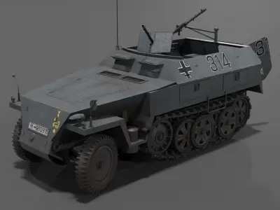 Sd Kfz 250-1 Neu Halftrack Armored Personnel Carrier  Low-poly 3D model