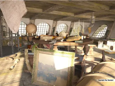 Cabin of the captain of an old ship 3D model