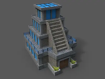Cartoon Temple Low-poly 3D model