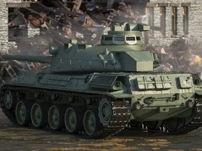 French AMX-30 Rigged for Cinema 4D 3D model