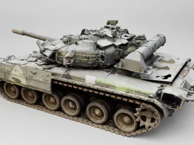 Russian T-72 tank destroyed by Ukrainian army 3D model