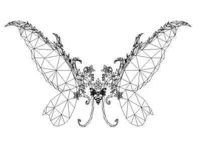 Butterfly-1 Wing Low-poly 3D model