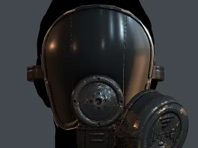 Gas mask helmet 3d model scifi Low-poly  Low-poly 3D model