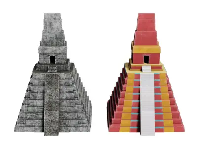 Mayan Pyramid Temple I of Tikal Low-poly 3D model