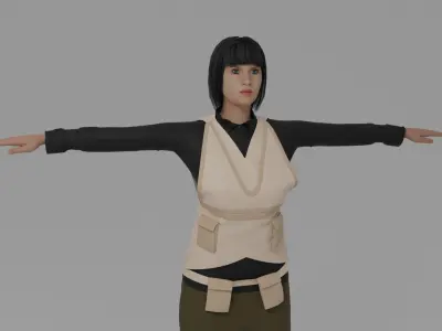 WW War Pilot Woman Low-poly 3D model
