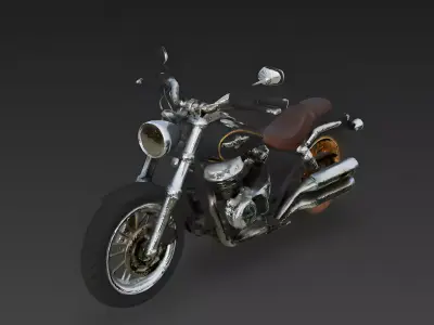 Realistic 80s Classic Cruiser Motorcycle 3D Model Low-poly 3D model