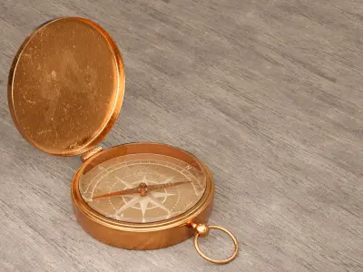 Vintage Old Antique High-poly Compass 3d Model and texture 3D model