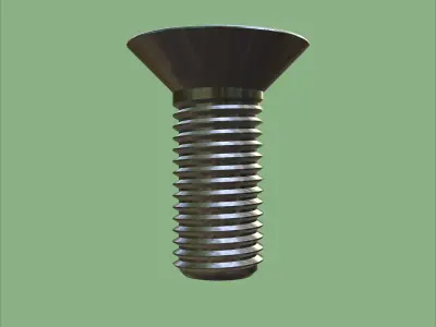 Steel Stained M10 Bolt Allen Counter Sink PBR 4K 3D model