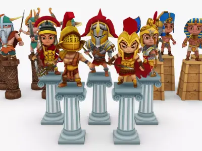 Warrior Pack Three Tribes Low-poly 3D model